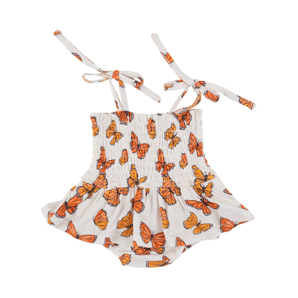 Smocked Bubble W/ Skirt - Mariposa Monarca