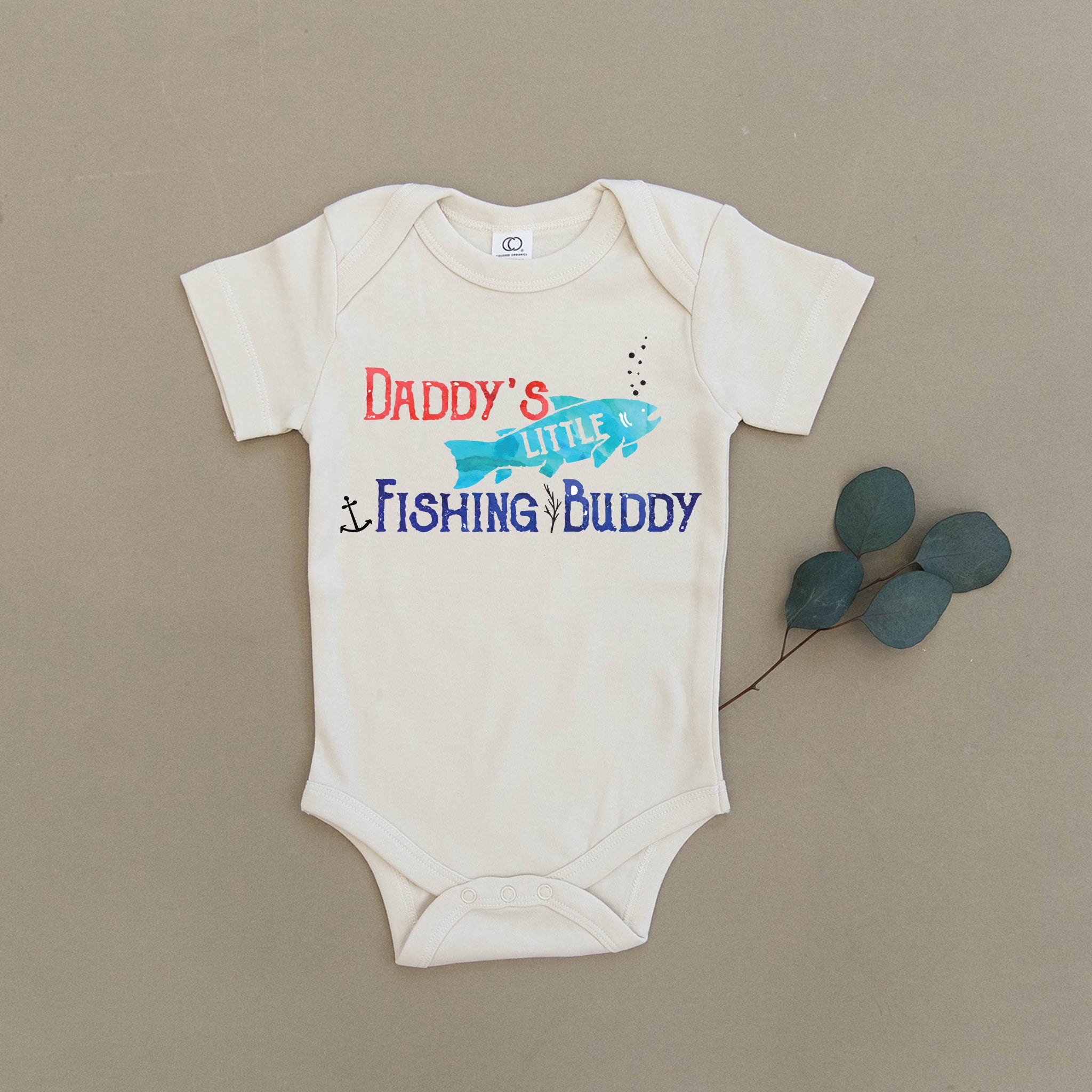 Dad's Fishing Buddy baby boy shirt' Organic Short-Sleeved Baby Bodysuit