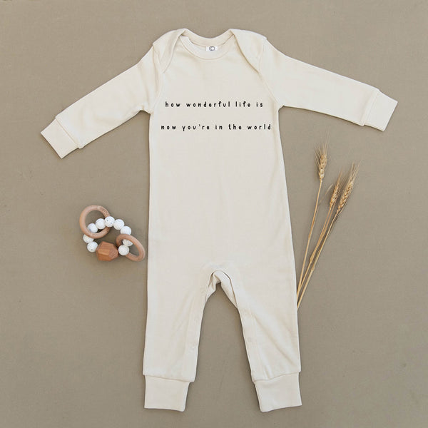 How Wonderful Life Is Now You're In The World Organic Baby Playsuit