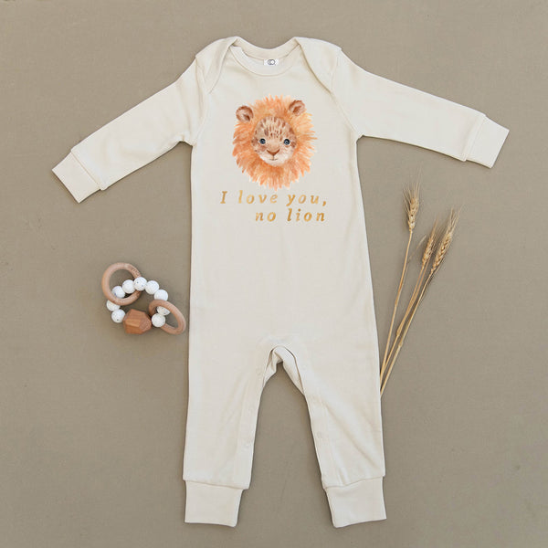 I Love You No Lion Organic Baby Playsuit