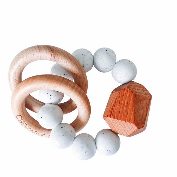 Hayes Silicone + Wood Teether Toy - Moonstone