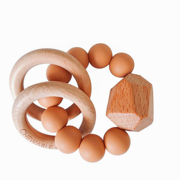 Hayes Silicone + Wood Teether Toy - Terra Cotta