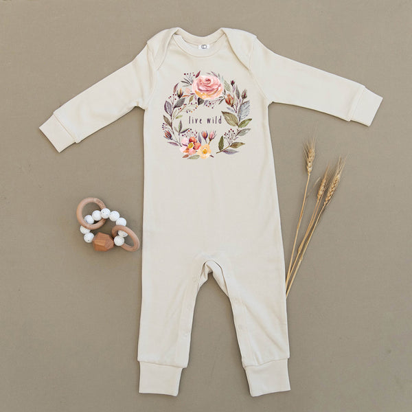 Live Wild Floral Organic Baby Playsuit