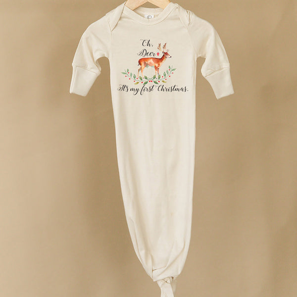 Oh Deer It's My First Christmas Organic Infant Gown