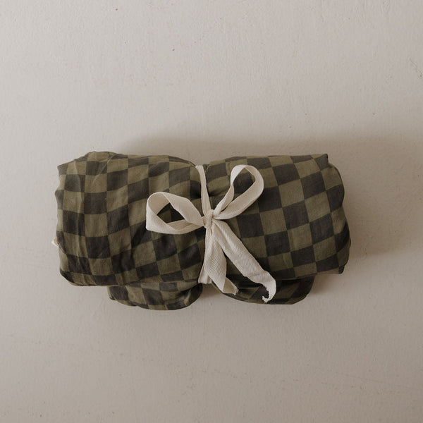 Muslin Quilt | Olive Checkerboard