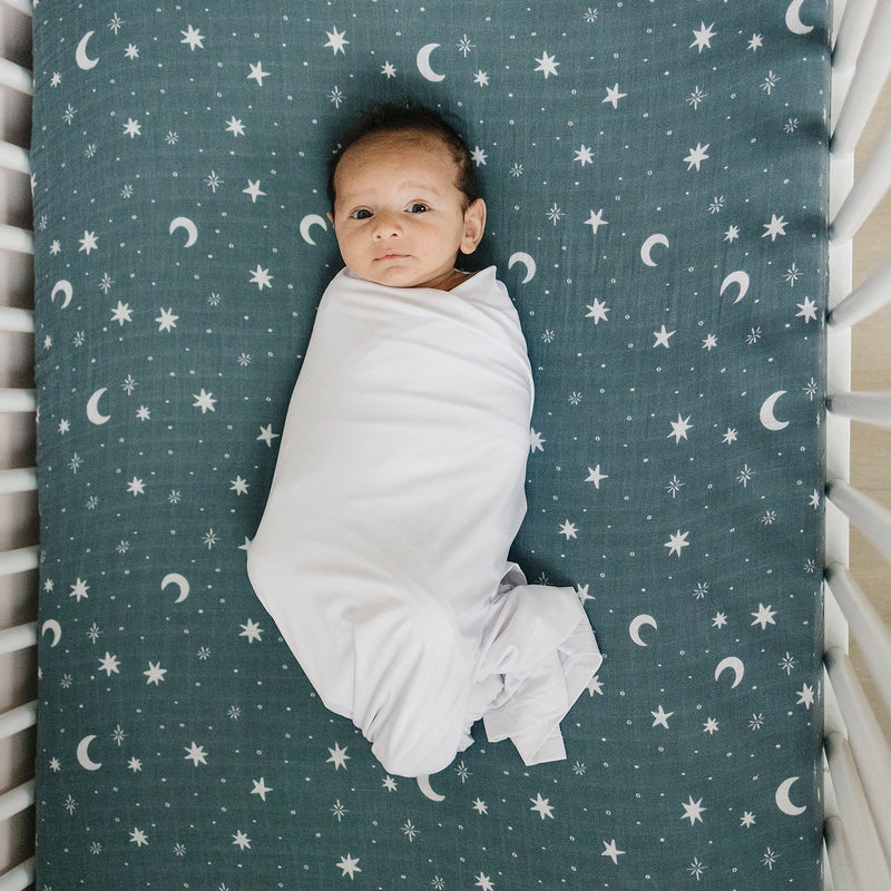 Night Sky Muslin Crib Sheet – Urban Baby