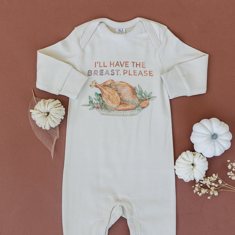 I'll Have The Breast Please Thanksgiving Turkey Organic Baby Playsuit