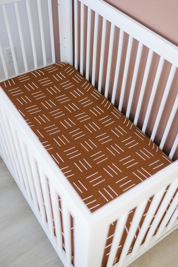 Mustard Mudcloth Crib Sheet