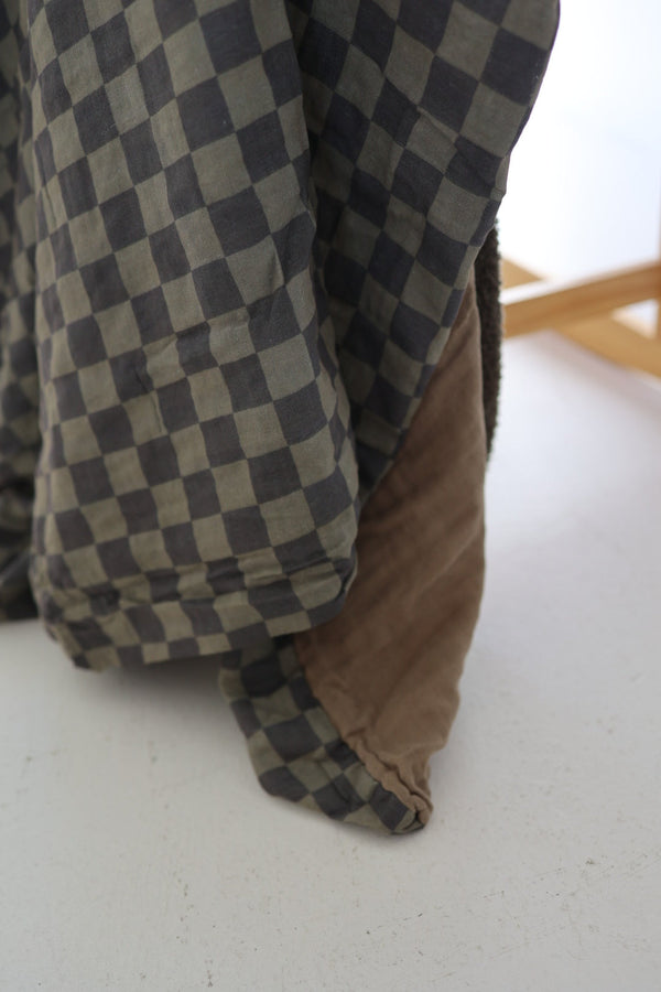 Muslin Quilt | Olive Checkerboard