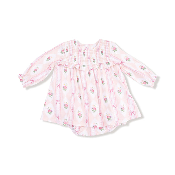 Long Sleeve Smocked Ruffle Bubble with Skirt