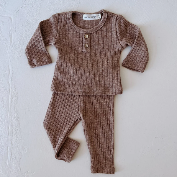 Toasted Marshmallow  Ribbed | Two Piece Lounge Set