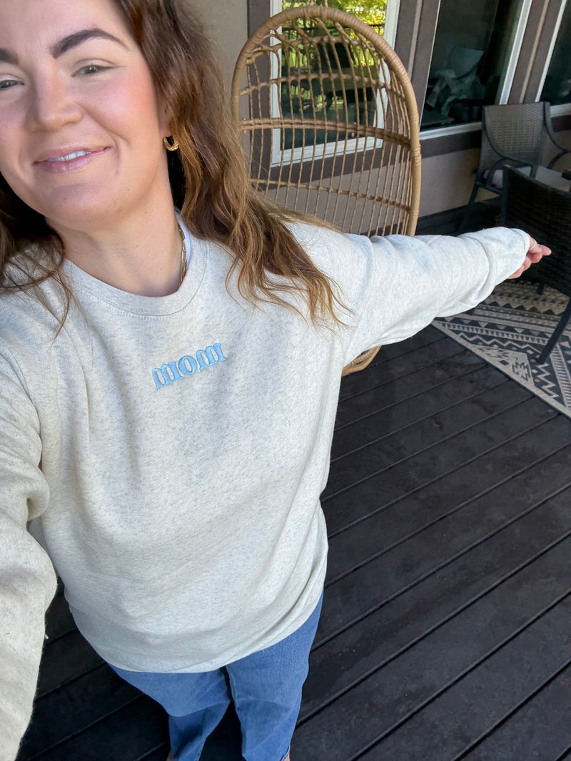 MOM / MAMA – Embroidered Elevated Fleece | Pink or Blue Thread
