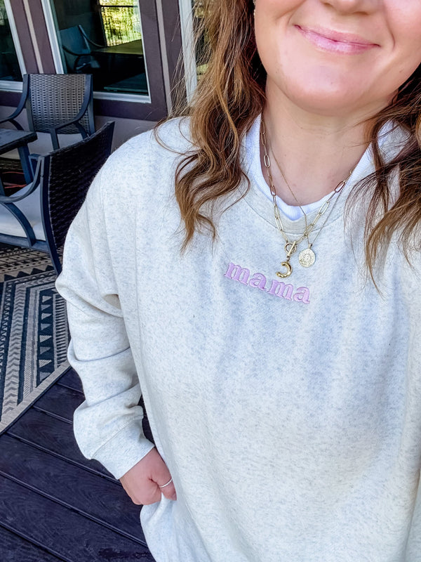 MOM / MAMA – Embroidered Elevated Fleece | Pink or Blue Thread