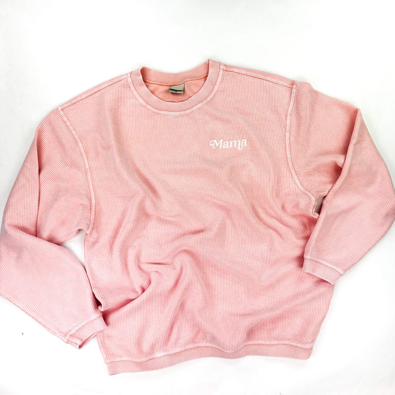 Embroidered CORDED Sweatshirt - Blush - Mama (Italic)