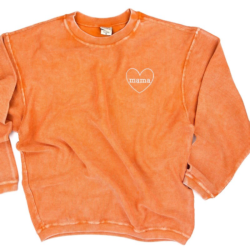 Embroidered Corded Sweatshirt - Pumpkin Spice - Mama (Heart Around)
