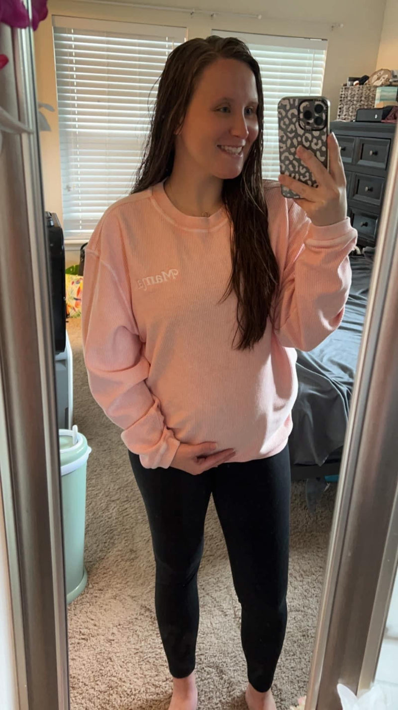 Embroidered CORDED Sweatshirt - Blush - Mama (Italic)