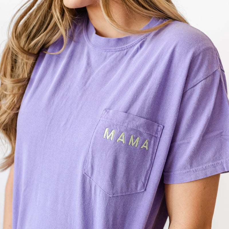 Embroidered - Mama Tiny Caps - Pocket Tee