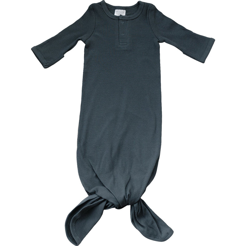 Charcoal Organic Cotton Ribbed Knot Gown