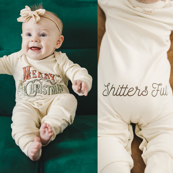 Merry Christmas Shitters Full Organic Baby Playsuit