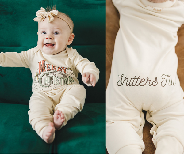 Merry Christmas Shitters Full Organic Baby Playsuit