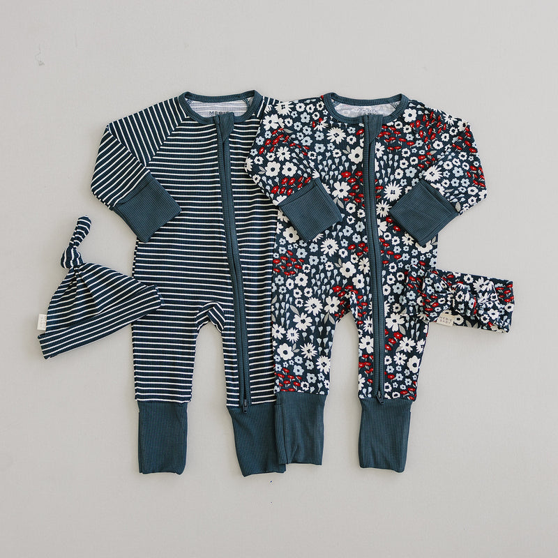 Americana Floral Ribbed Bamboo Zipper