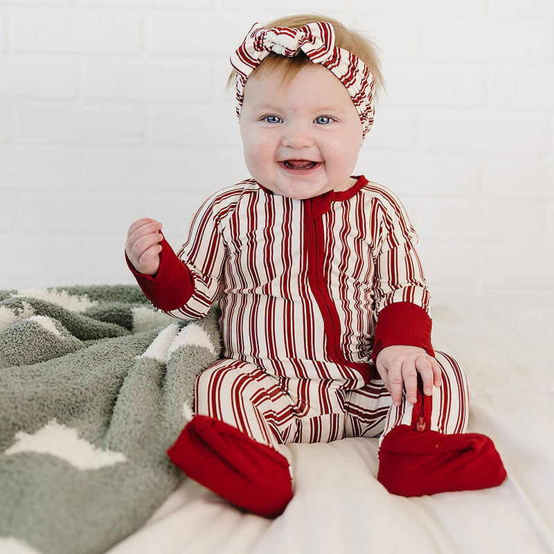 Red Stripes Bamboo Zipper