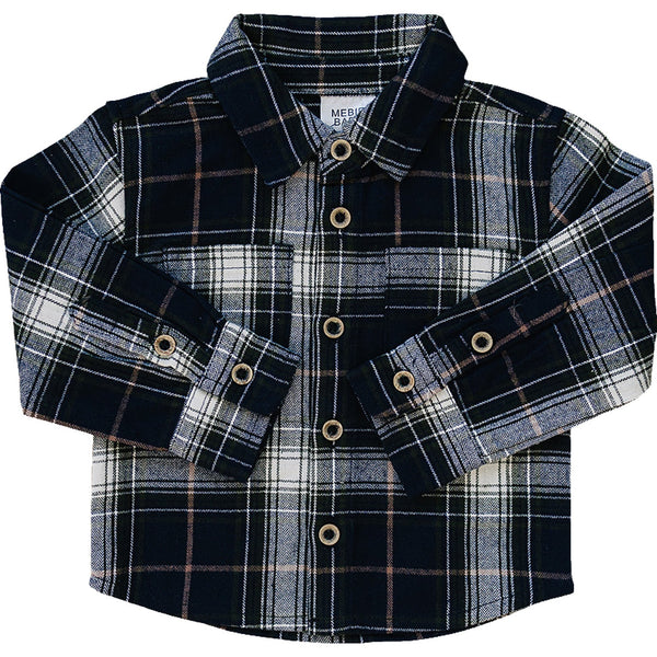 Navy Plaid Button Up Shirt
