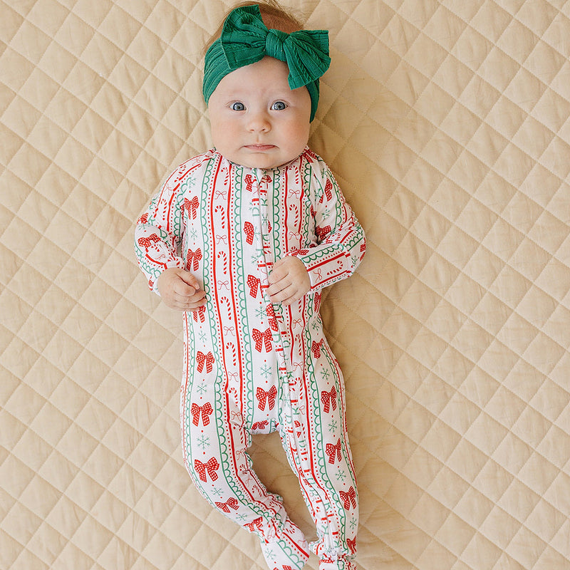 Bamboo Zip Romper | Retro Candy Cane