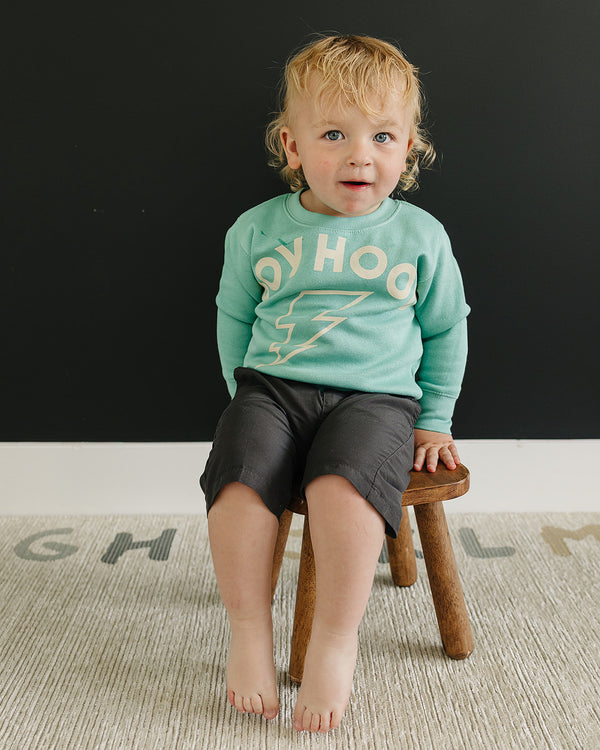 Boyhood Lightning Bolt Mint Fleece Crewneck Sweatshirt