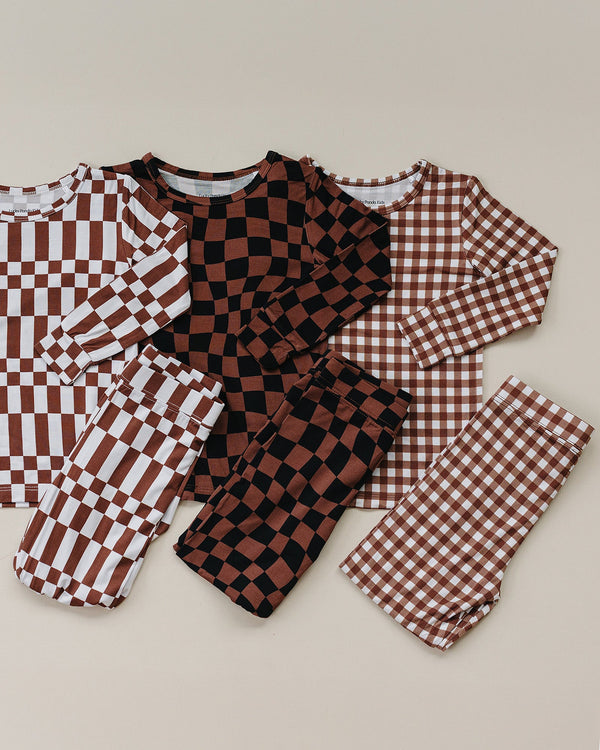 Bamboo Two Piece Set | Chocolate Checkered
