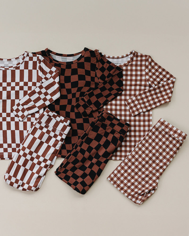 Bamboo Two Piece Set | Chocolate Checkered