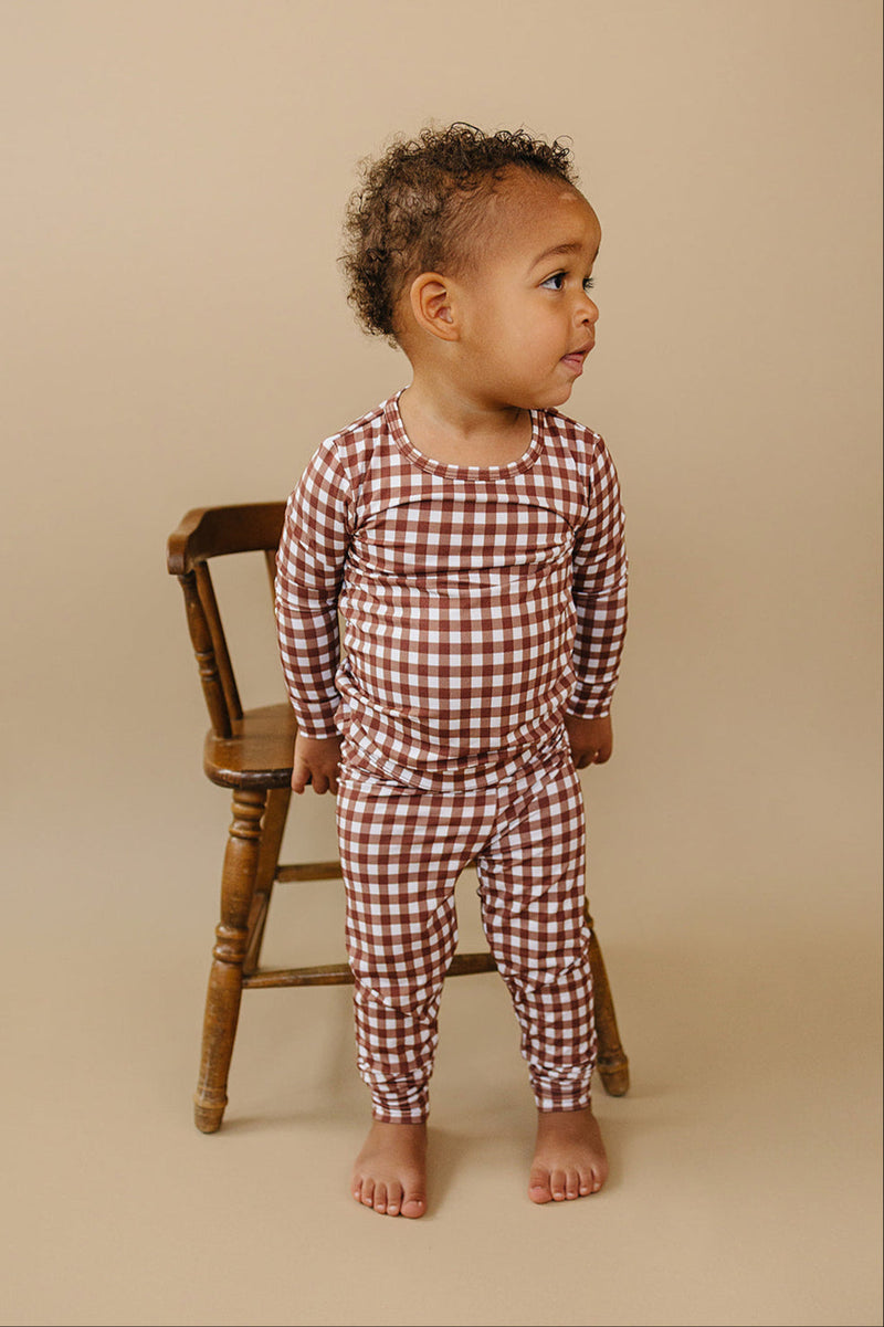 Bamboo Two Piece Set | Chocolate Gingham