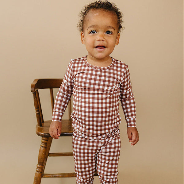 Bamboo Two Piece Set | Chocolate Gingham