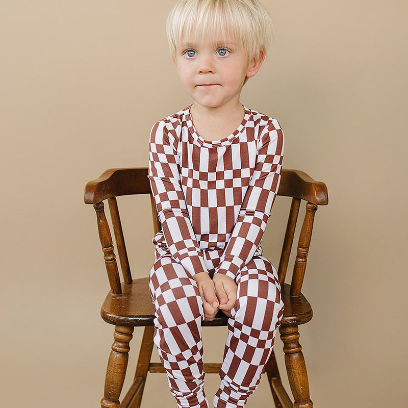 Bamboo Two Piece Set | Chocolate Checkered