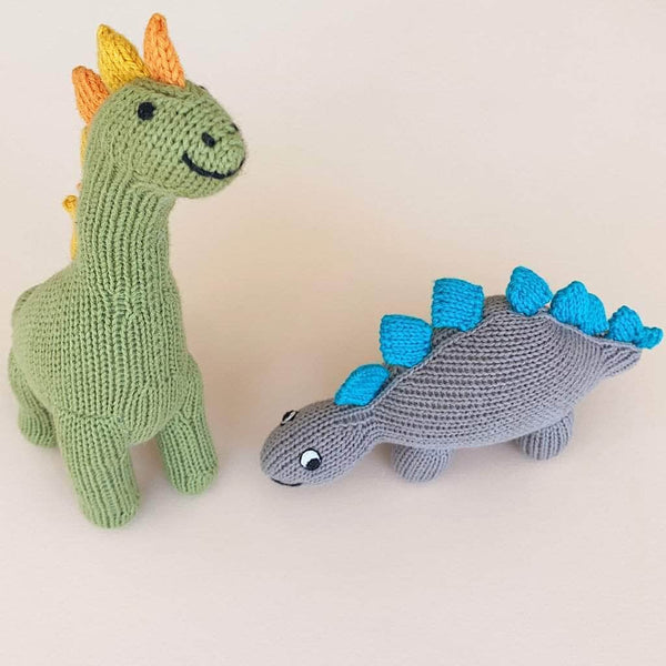 Dinosaur Baby Gift Set - Organic Newborn Toy Rattles | Stegosaurus & Brachiosaurus