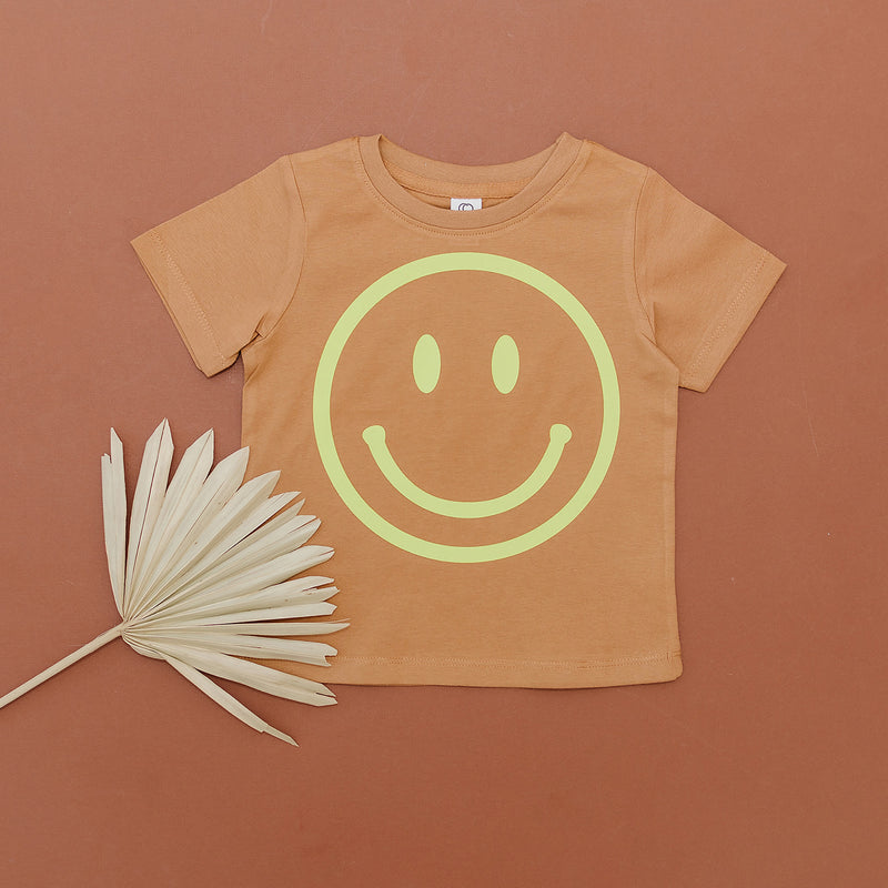 Neon Yellow Smiley Face Organic Toddler Ginger Tee