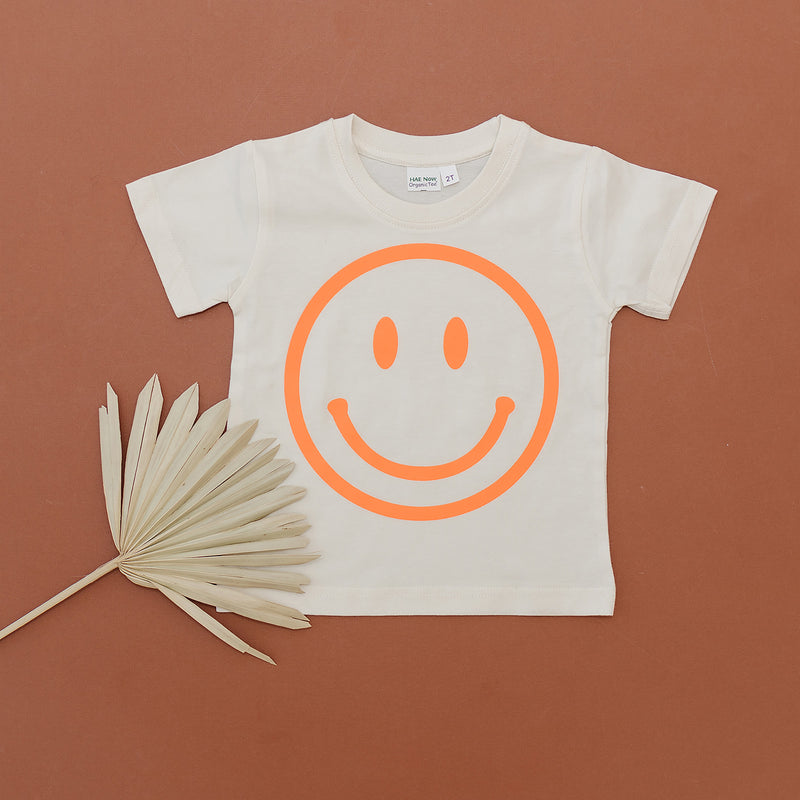 Neon Orange Smiley Face Organic Toddler Tee