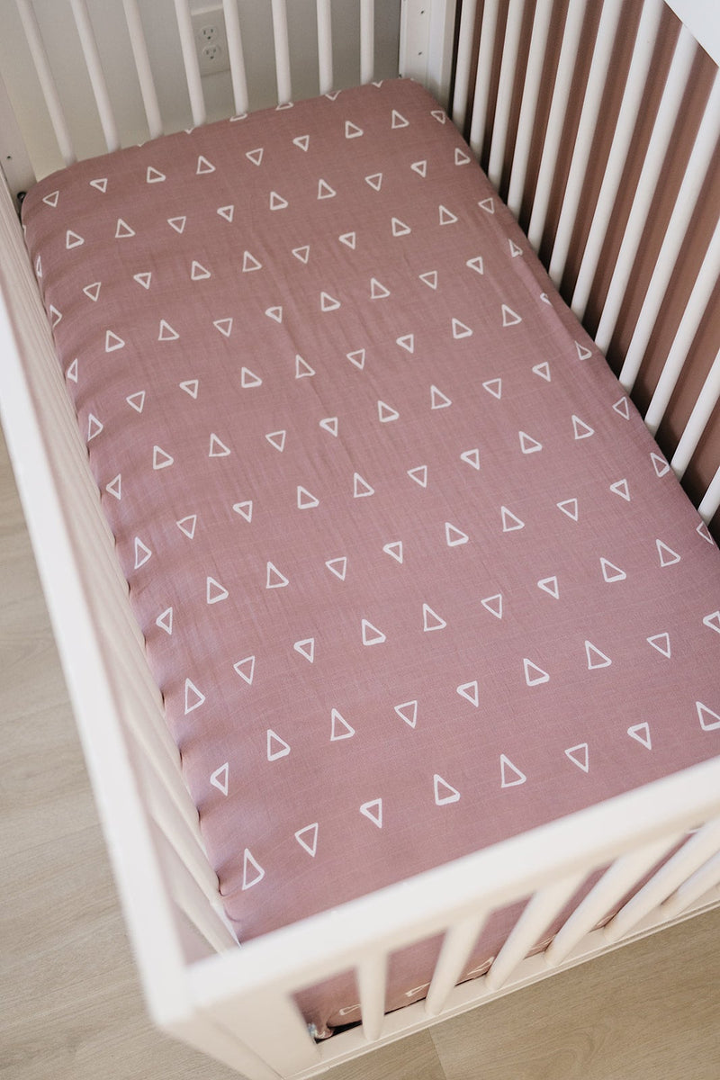 Blush Triangle Crib Sheet