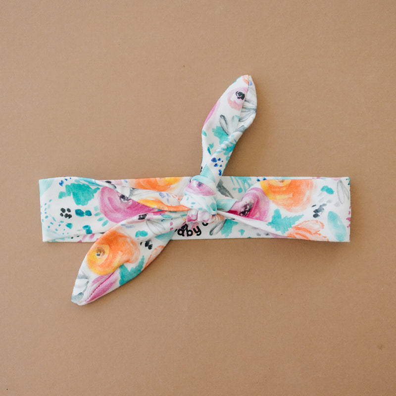 Adjustable Organic Cotton Watercolor Fiesta Florals Baby Headband