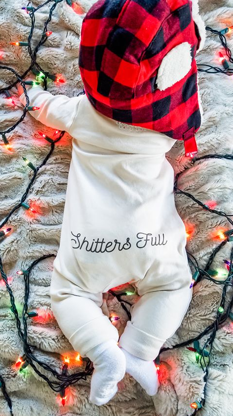 Merry Christmas Shitters Full Organic Baby Playsuit