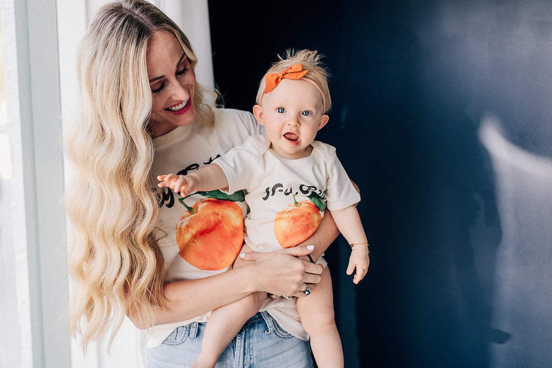 Hey Cutie Orange Organic Baby Onesie & Matching Mama Shirt