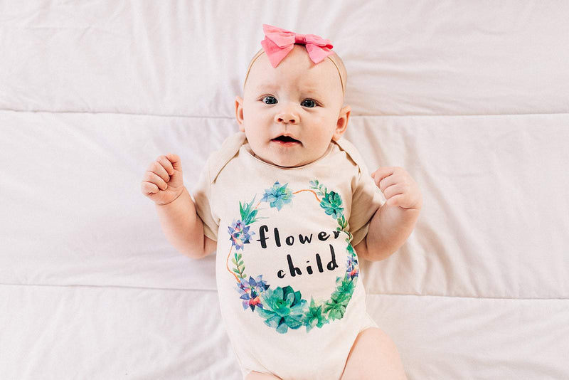 Flower Child Succulent Wreath Organic Baby Onesie