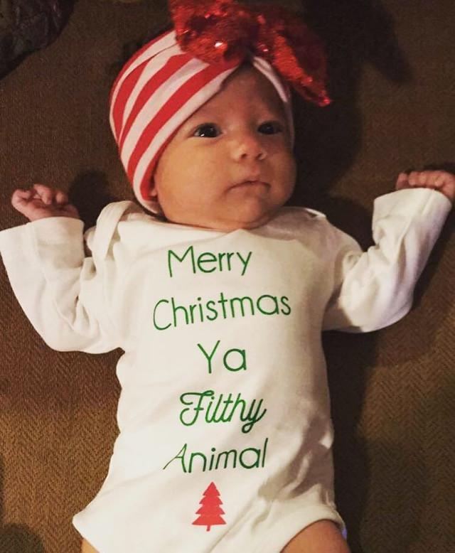 Merry Christmas Ya Filthy Animal Organic Baby Onesie