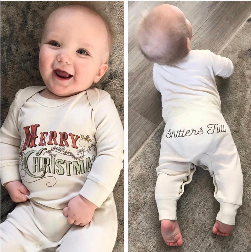 Merry Christmas Shitters Full Organic Baby Outfit