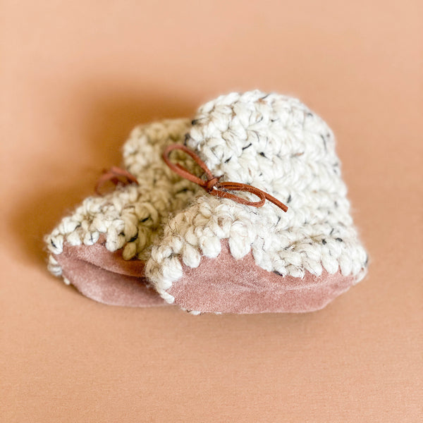 Hand Knit Baby Booties - Oatmeal