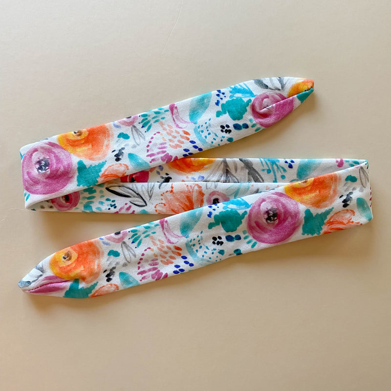 Adjustable Organic Cotton Watercolor Fiesta Florals Baby Headband