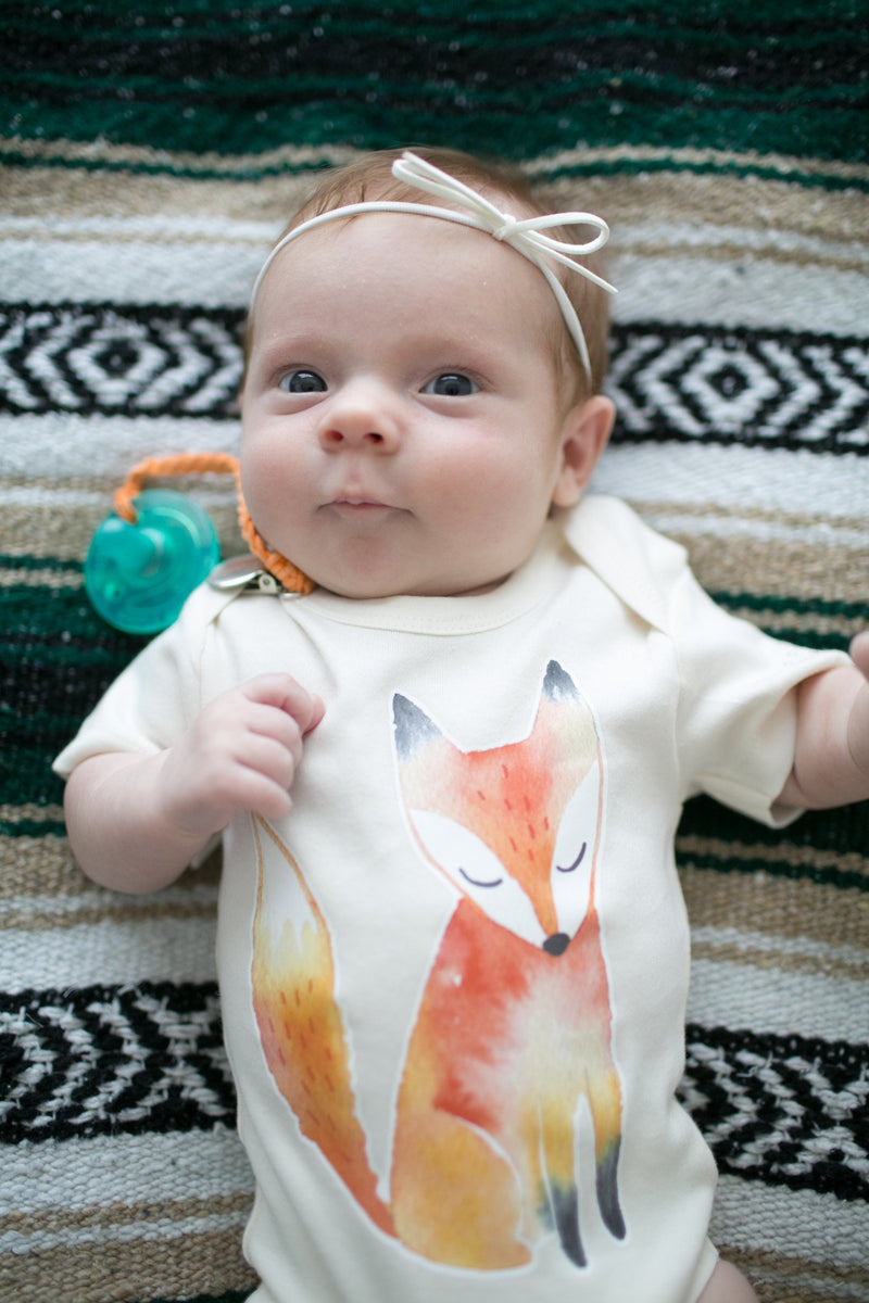 Watercolor Fox Organic Baby Onesie