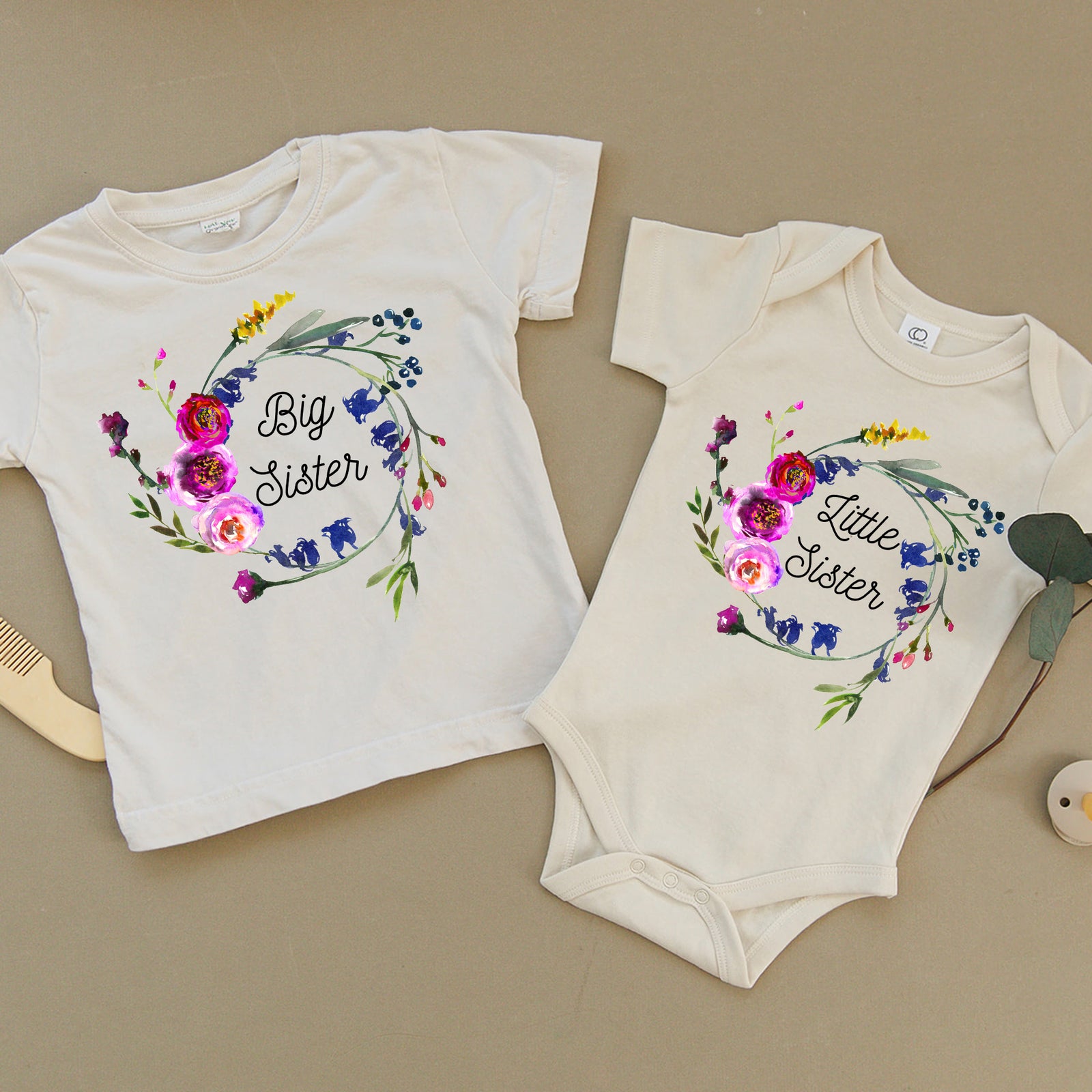 Big Sister Floral Little Sister Floral Organic Baby Set – Urban