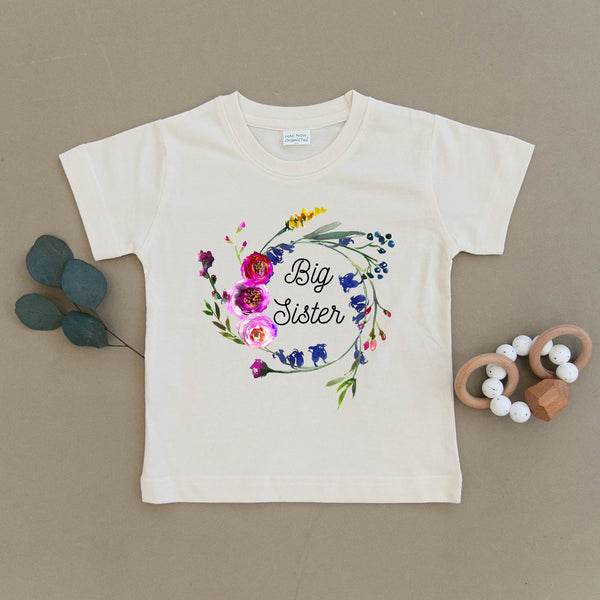 Big Sister Floral Organic Cotton Toddler Tee