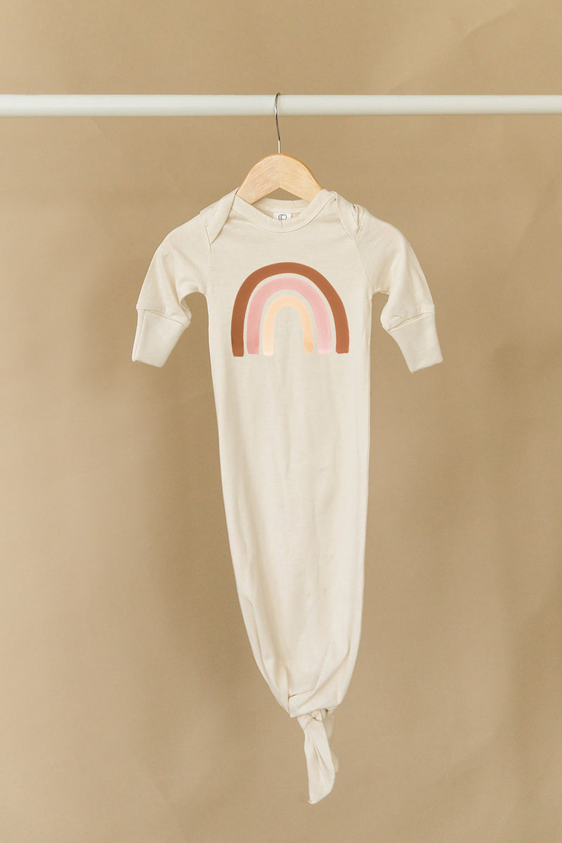 Blush Watercolor Rainbow Organic Infant Gown